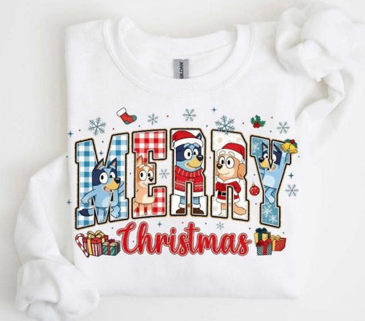Merry Bluey Christmas Short/Long/Sweatshirt