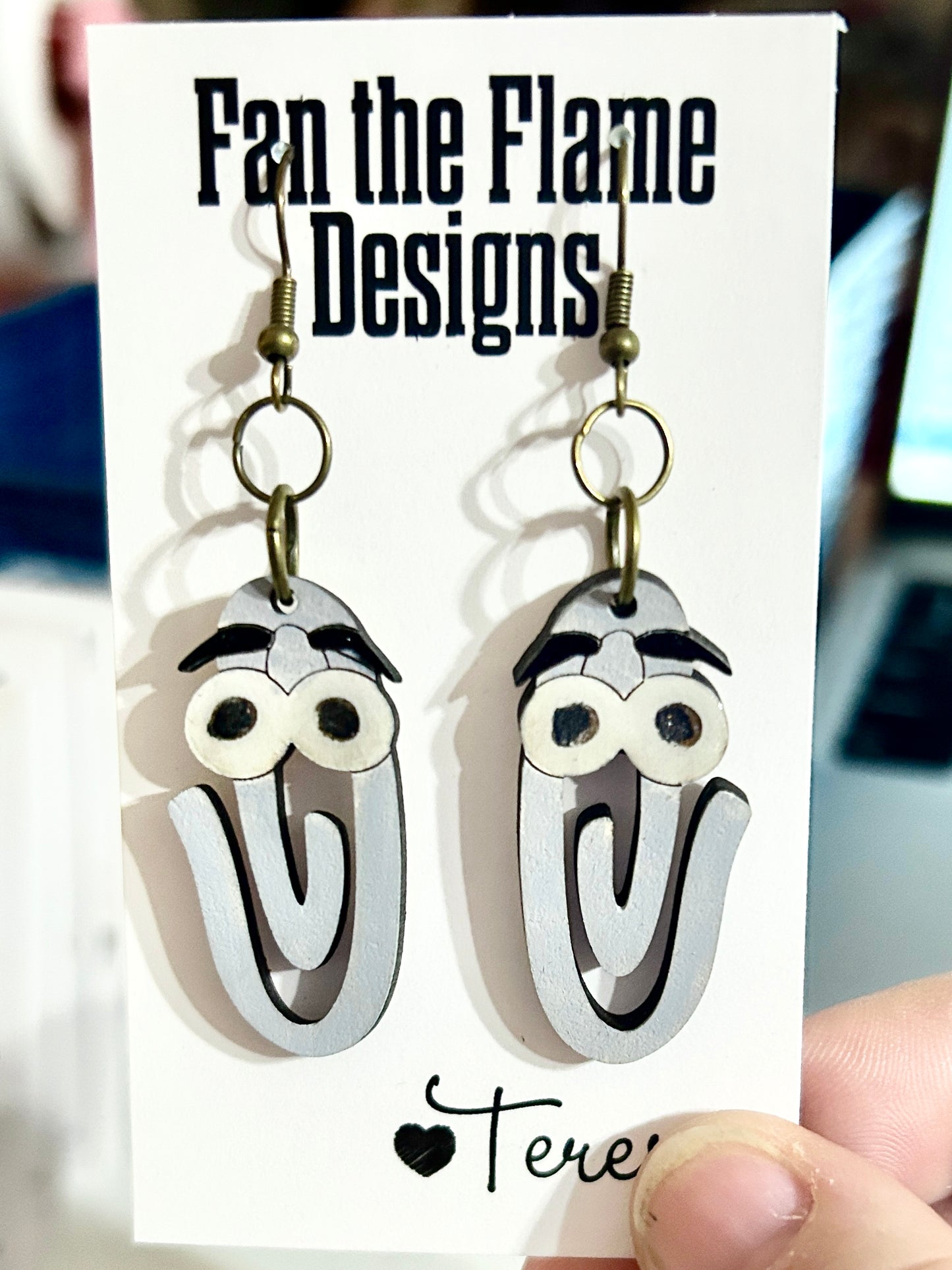 Paperclip Wooden Dangle Earrings