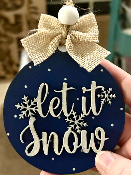 Navy Let it Snow Ornament