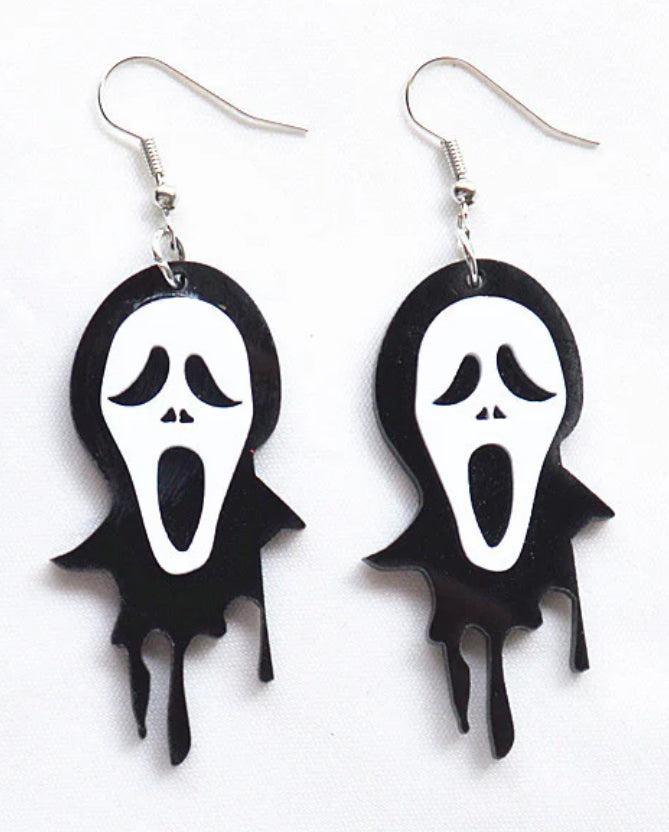 Halloween Acrylic Cartoon Skull Ghost Earrings