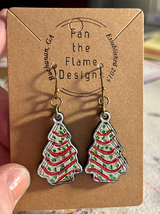 Chistmas Tree Cake Dangle Earrings