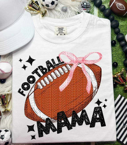 Football Mama with pink bow tee/sweatshirt