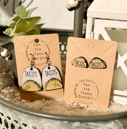 Handmade Taco Dangle & Stud Earrings