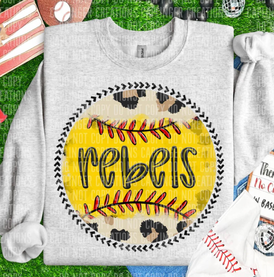 Rebels Softball background tee/sweatshirt