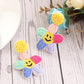 Smiling Face Colorful Flowers Glass Rice Beads Earrings