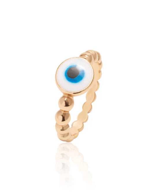 Oil Painting Gold Plated Devil Eye Ring Adjustable Rings Stainless Steel