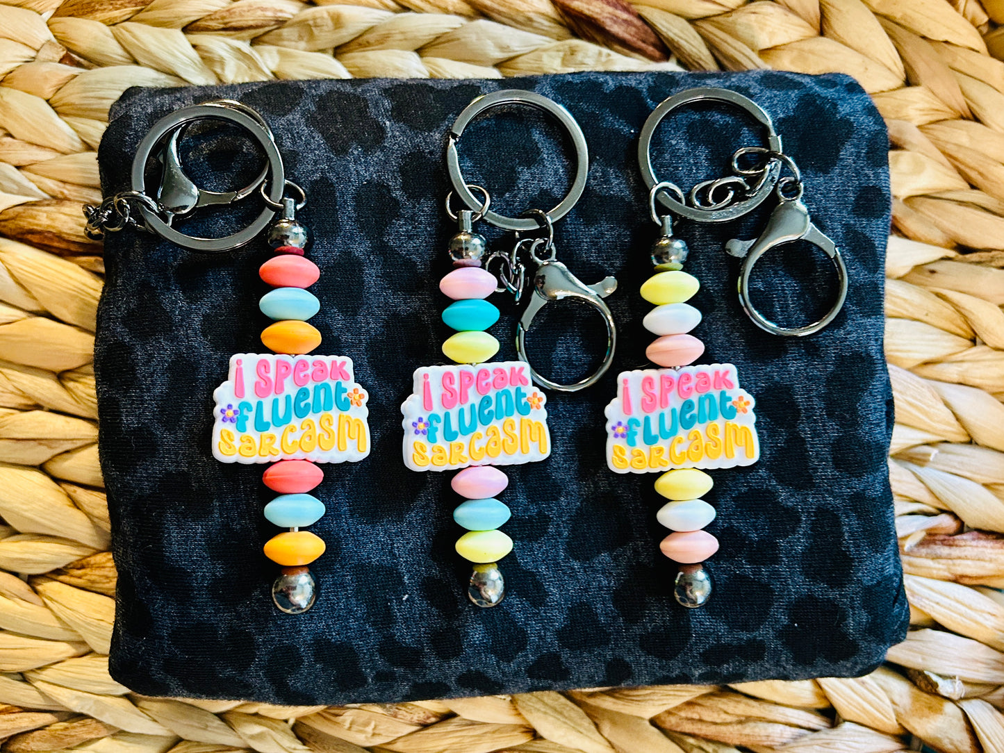 Sarcasm Beaded Keychain