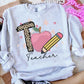 Teacher leopard apple pencil tee/sweatshirt