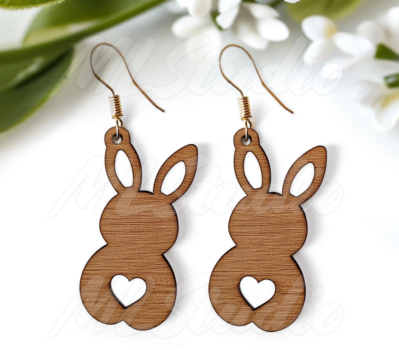 Handmade Laser cut Bunny Dangle Earrings
