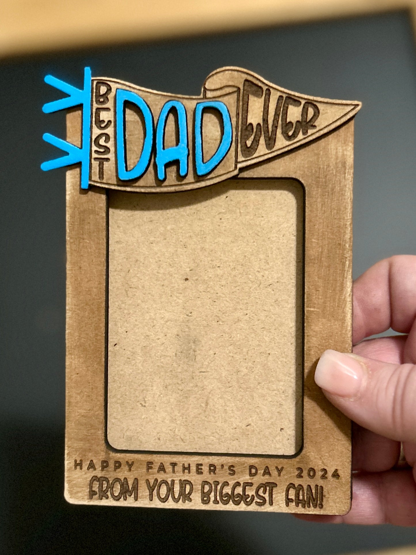 Best Dad/Papa/Grandpa Ever Wooden Photo Frame Magnet