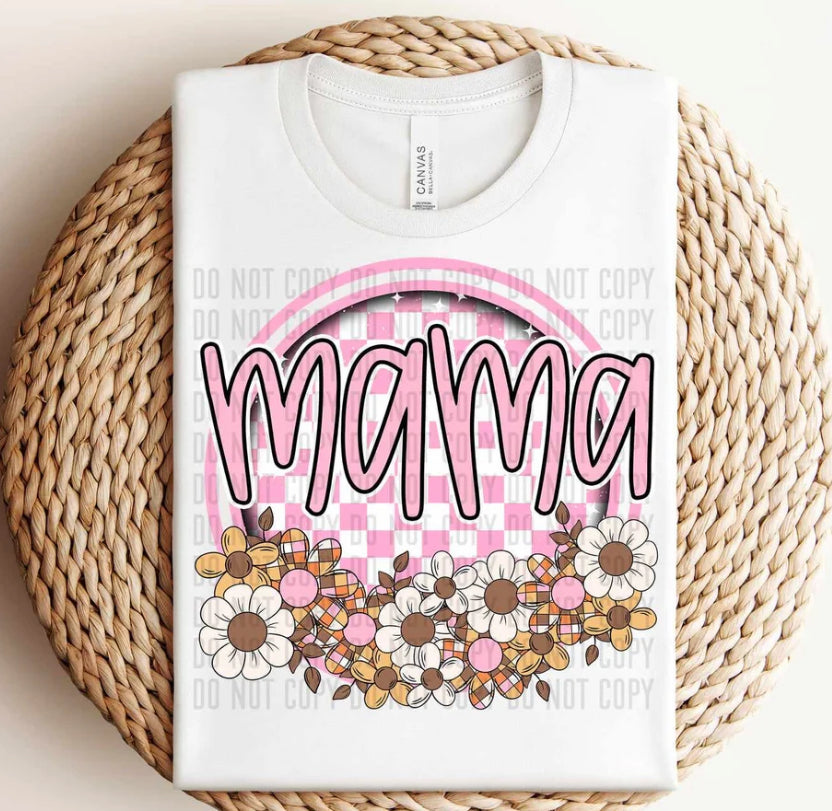 Mama pink circle fall flowers tee/sweatshirt