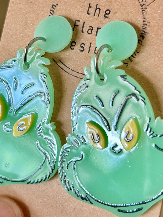 Green Guy Dangle Earrings