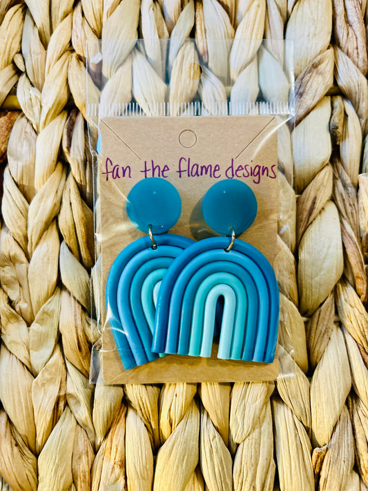 Teal Rainbow Dangle Earrings