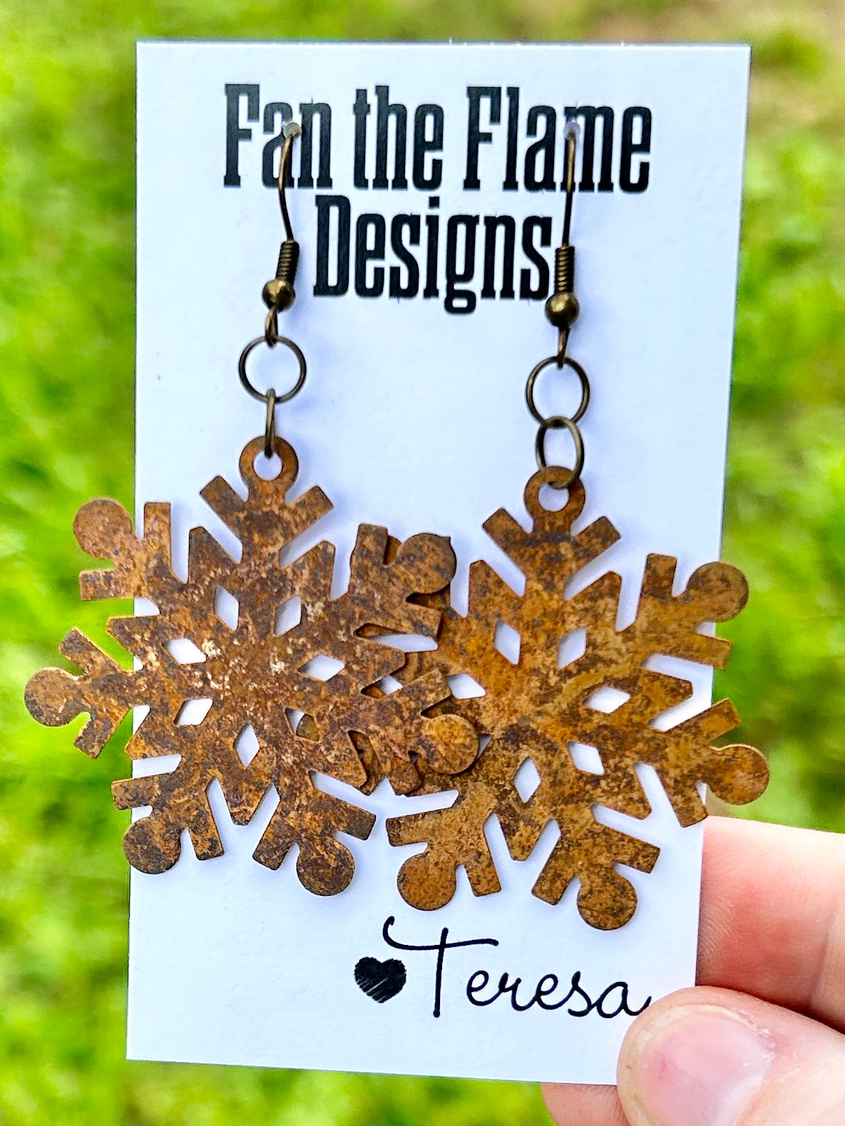 Distressed Snowflake Dangle Earrings
