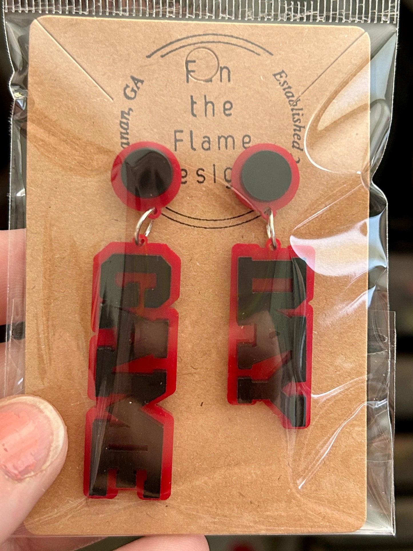 Black & Red Game Day Dangle Earrings