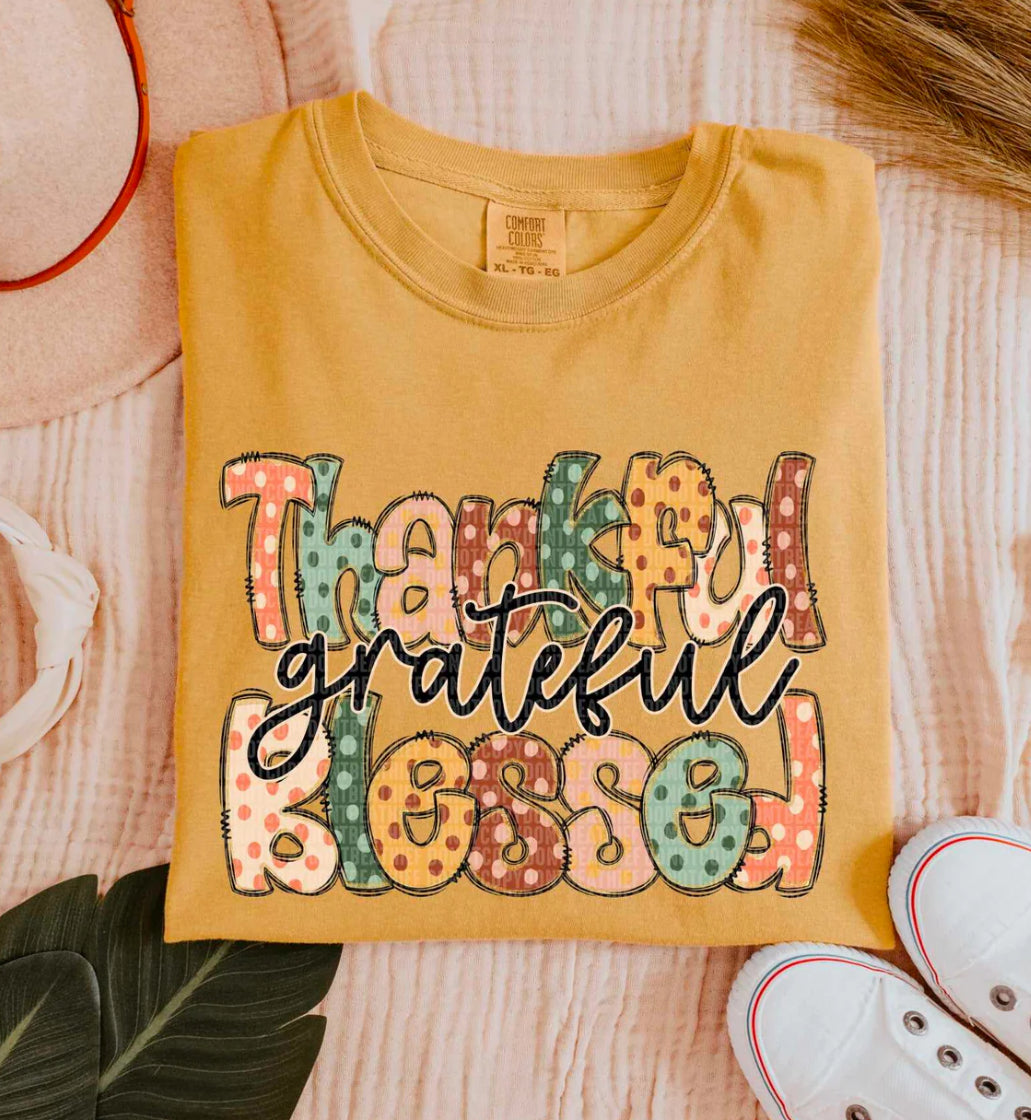 Thankful grateful blessed polka dotted tee/sweatshirt