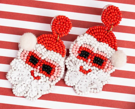 JOLLY SAINT NICK SEED BEAD EARRINGS