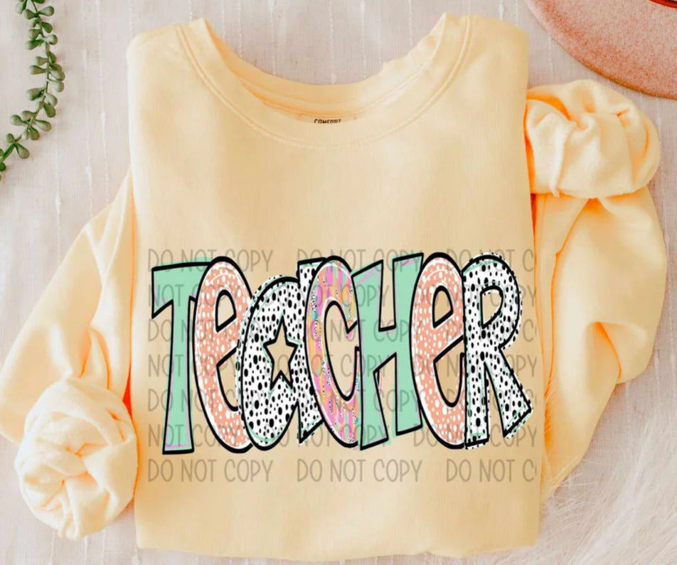 Teacher green and orange tee/sweatshirt