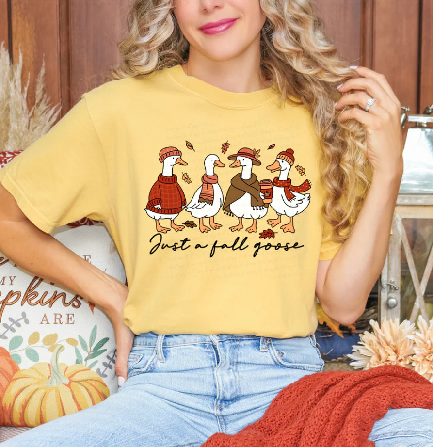 Just A Fall Goose Black Tee/Sweatshirt