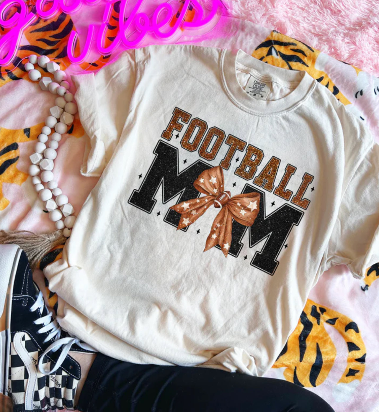 Football Mom Faux Glitter Tee/Sweatshirt