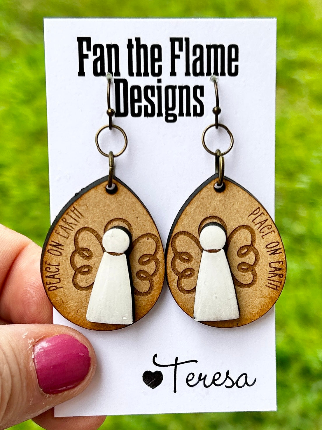 Peace on Earth Angel Handmade Dangle Earrings