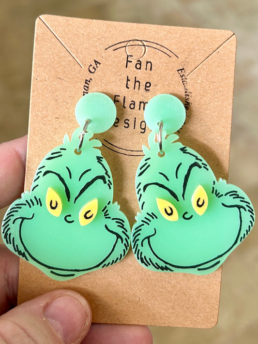 Green Guy Dangle Earrings