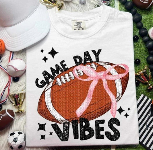 Game Day Vibes with pink bow tee/sweatshirt