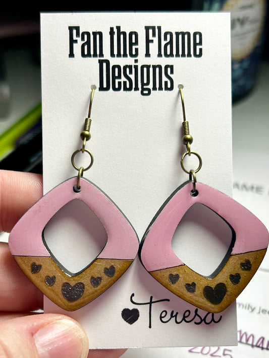 Two Toned Heart Dangle Earrings