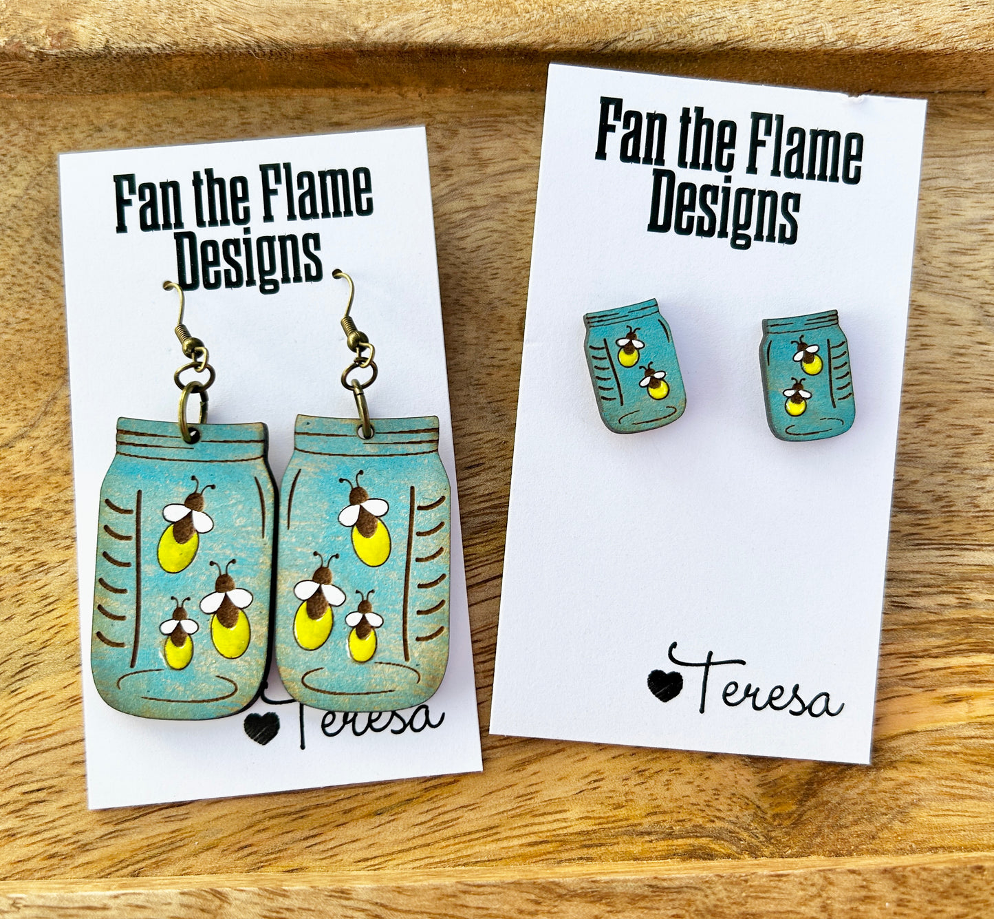 Lightning Bug Wooden Earrings