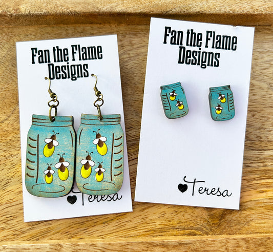 Lightning Bug Wooden Earrings