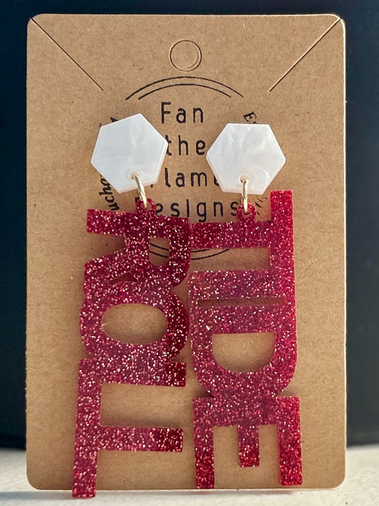 Roll Tide Glitter Dangle Earrings