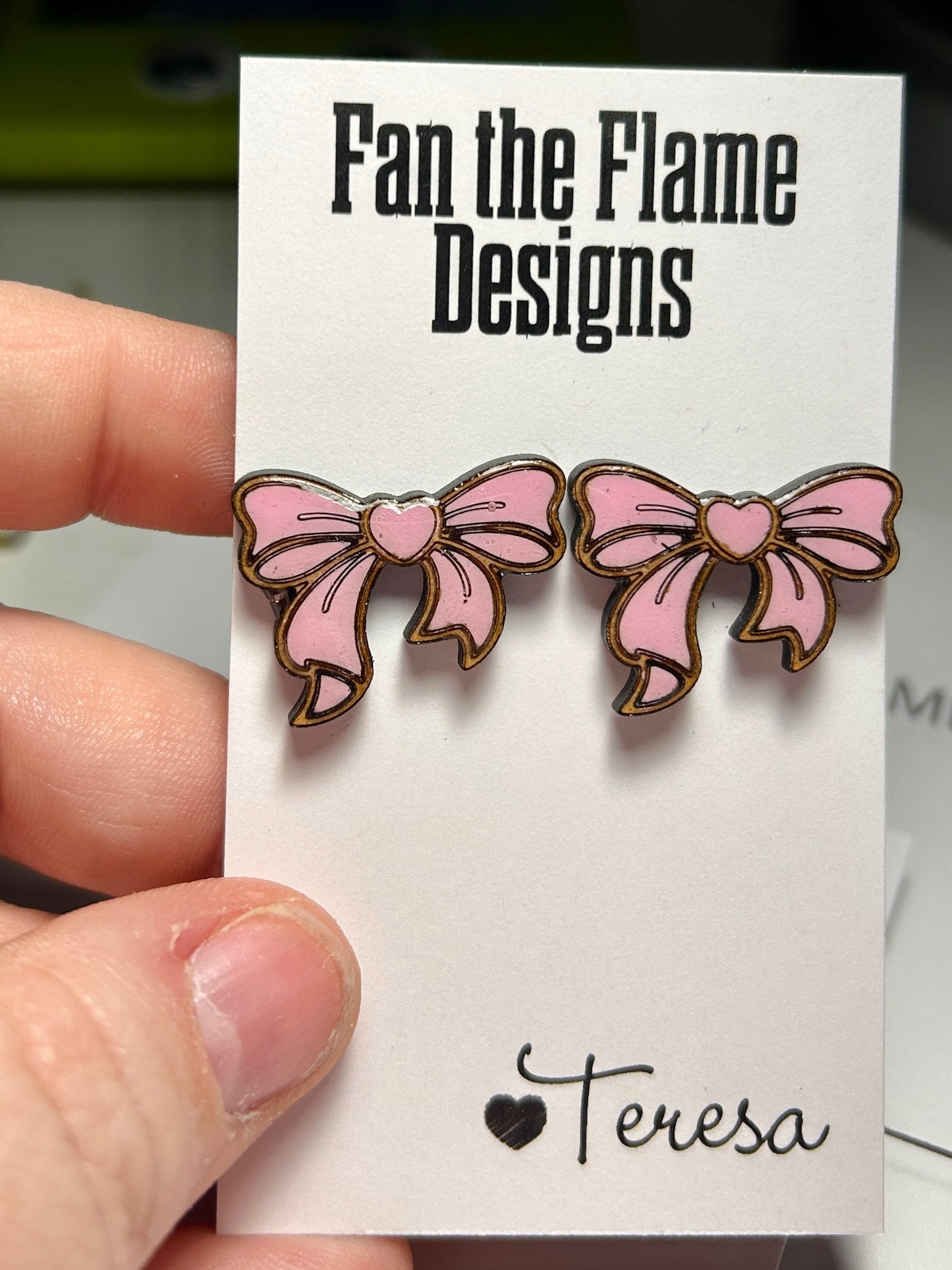 Heart Bow Stud Earrings