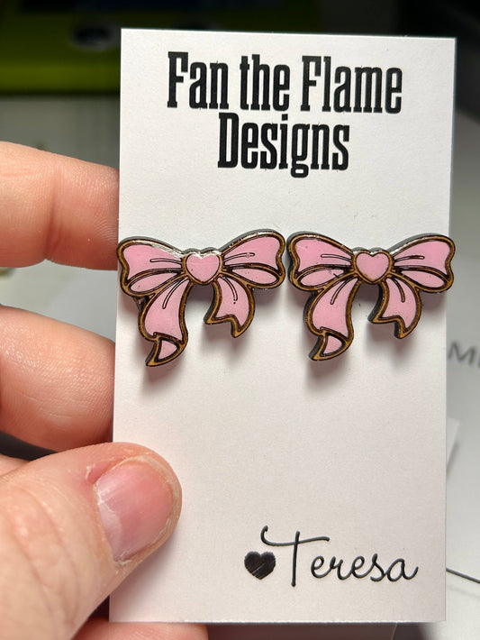 Heart Bow Stud Earrings