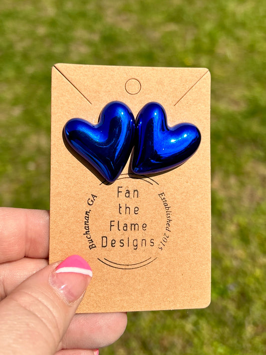 Royal Blue Heart Stud Earrings