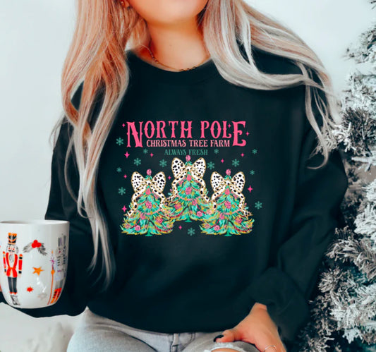 North Pole Coquette Tree Farm tee/sweatshirt