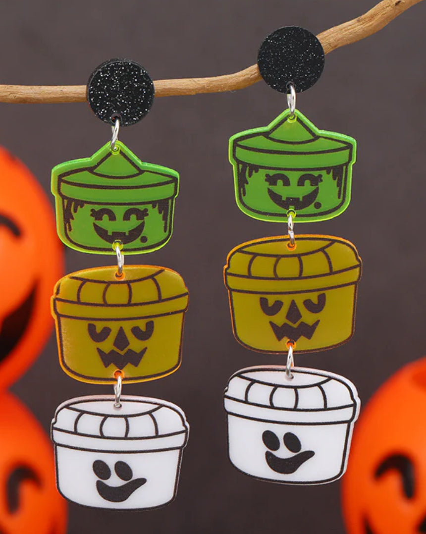 Acrylic Dangle Halloween Pumpkin Earrings