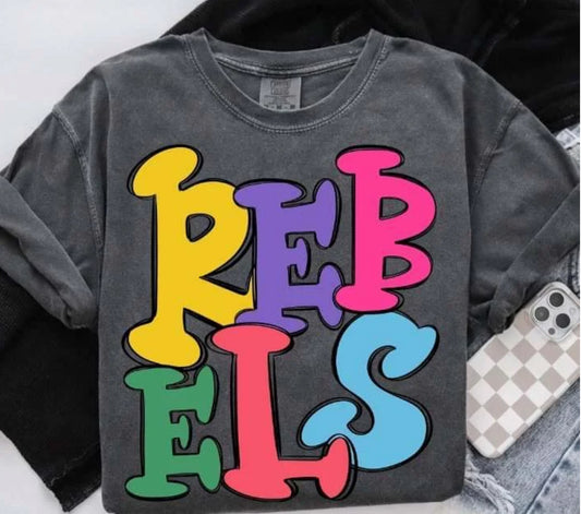 Rebels colorful bubble font tee/sweatshirt