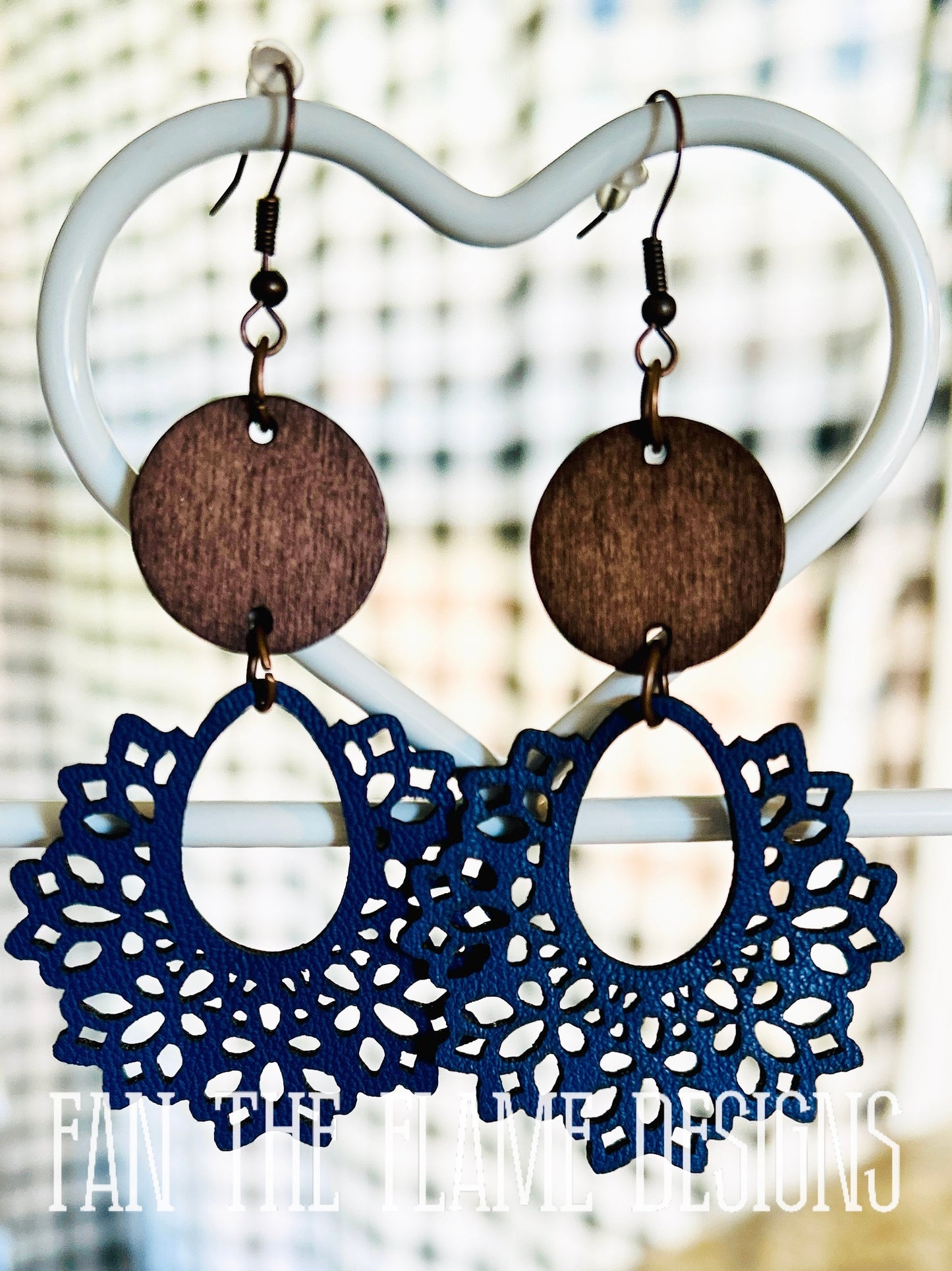 Hollow Monochrome Spider Web Navy Dangle earrings