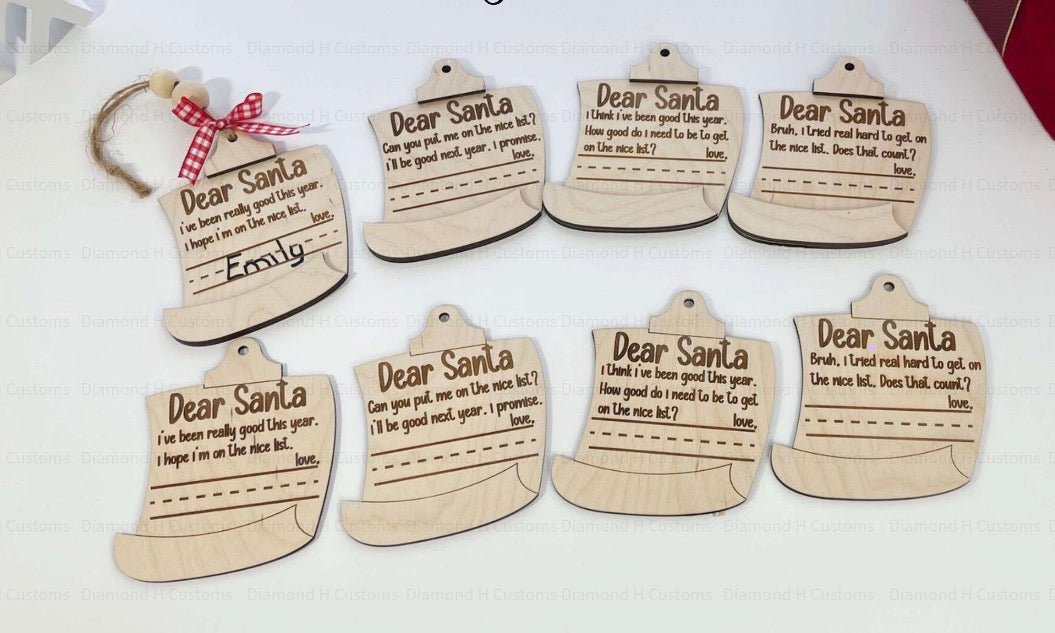Note to Santa Wooden Ornament