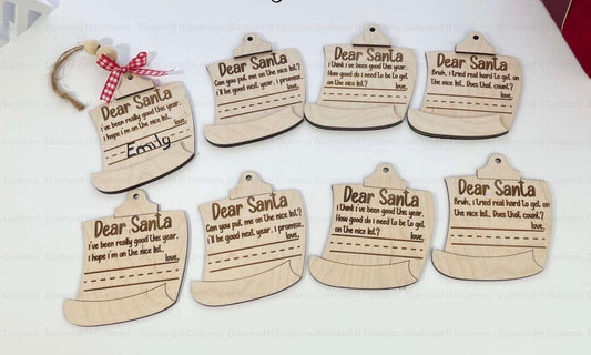 Note to Santa Wooden Ornament