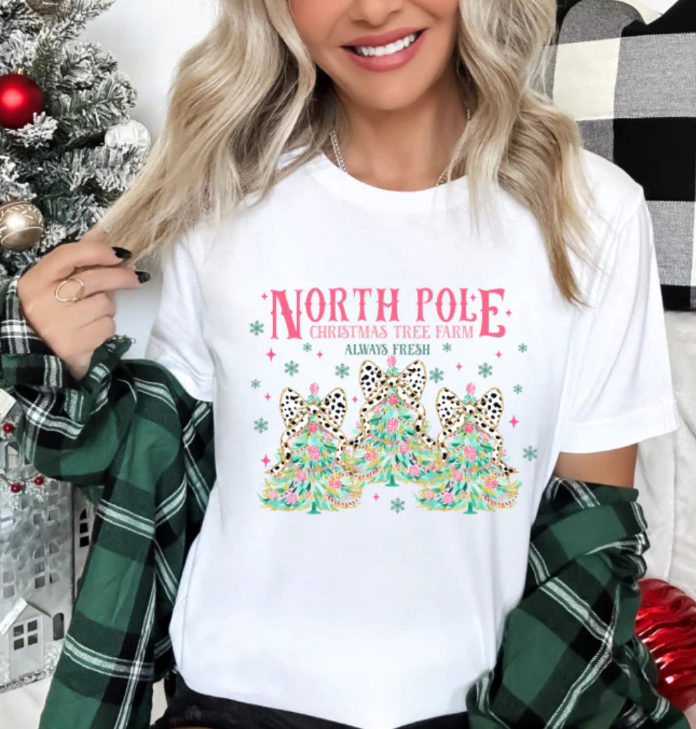 North Pole Coquette Tree Farm tee/sweatshirt