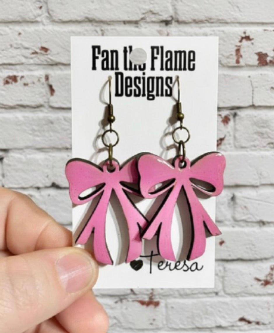 Pink Bow Dangle Earrings