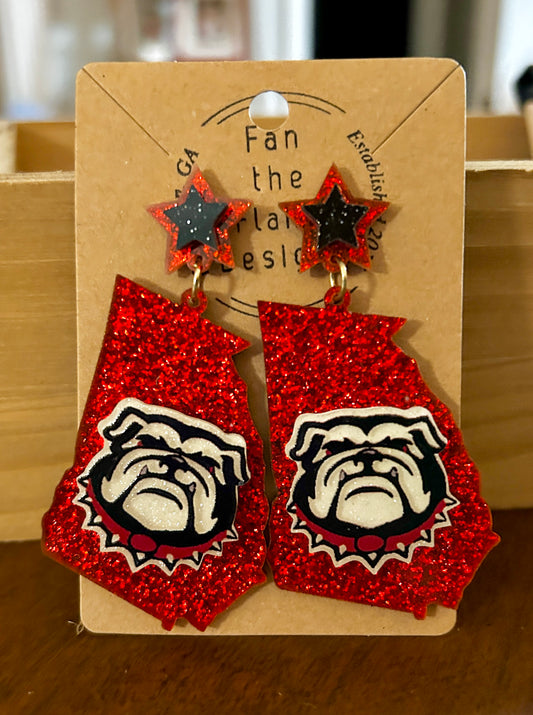 GA dawgs Wooden Dangle Earrings