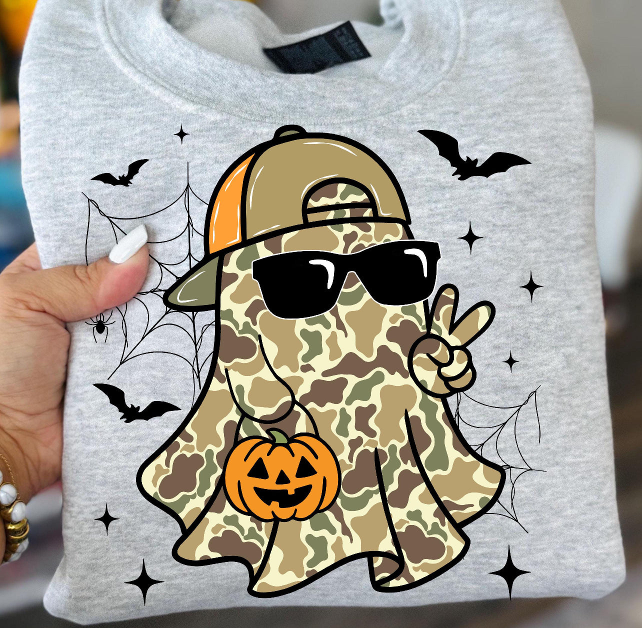 Spooky Halloween Camo Ghost Tee/Sweatshirt