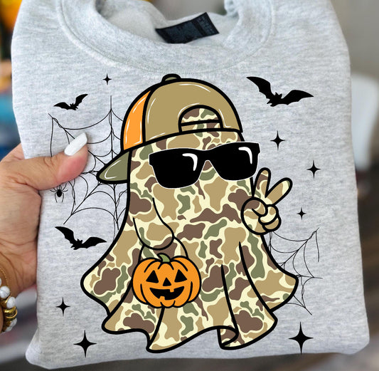 Spooky Halloween Camo Ghost Tee/Sweatshirt