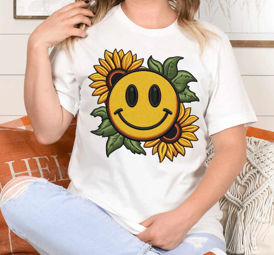 Happy face with sunflowers tee/sweatshirt