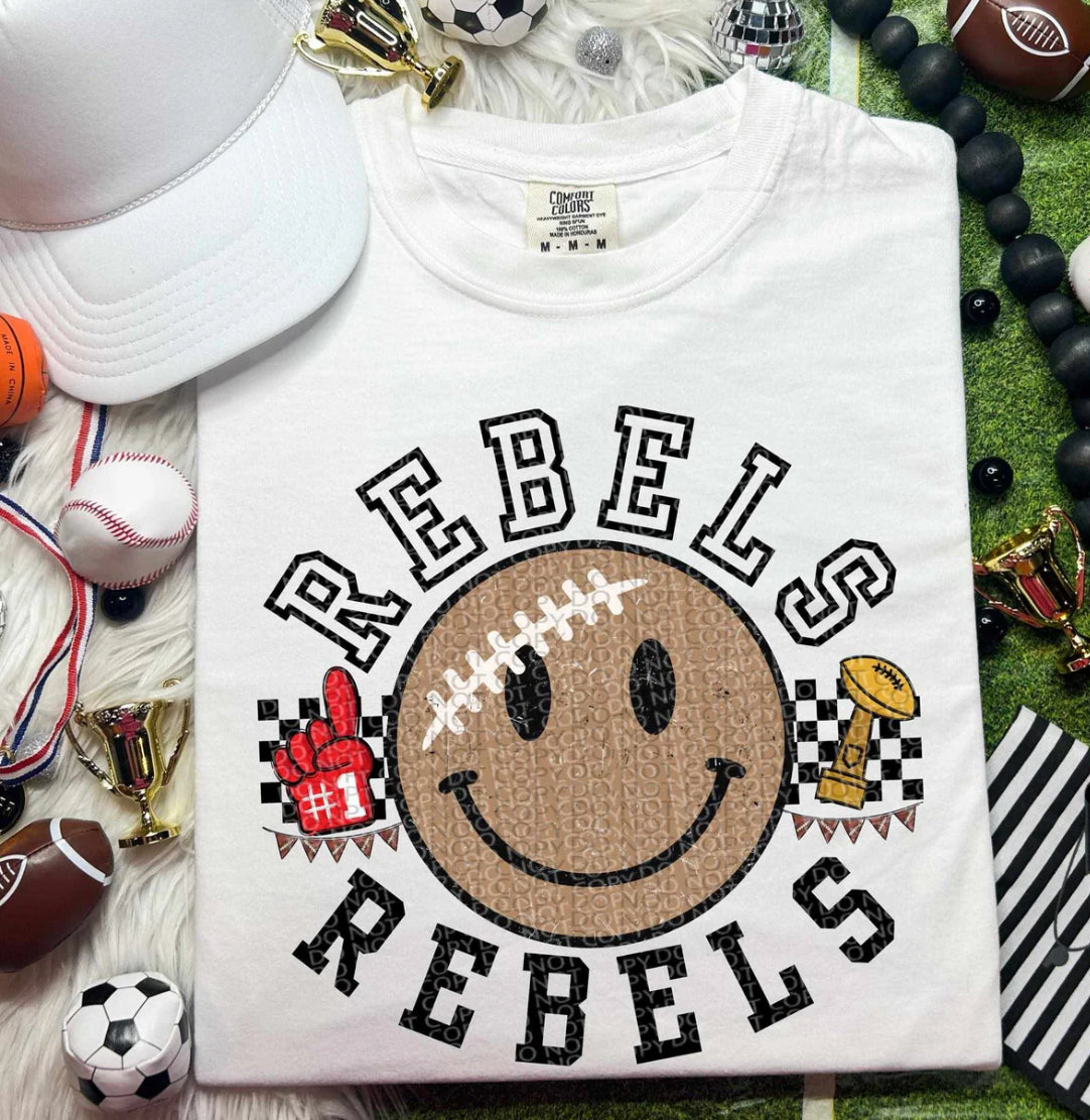 Rebels football happy face tee/sweatshirt