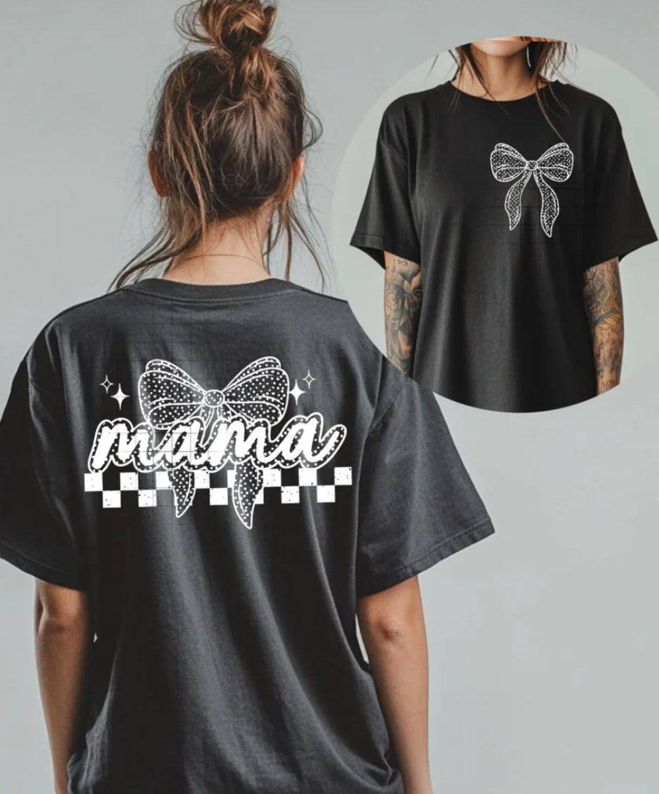 Mama white dotted bow tee/sweatshirt