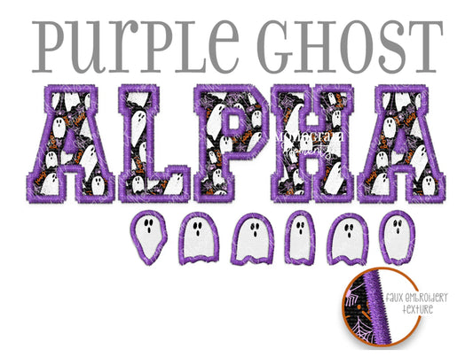 Purple Ghost Alpha & Ghosts-Faux Embroidery tee/sweatshirt