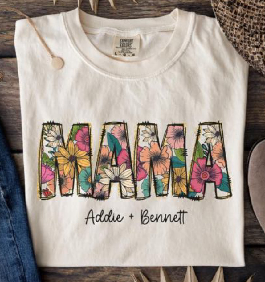 Personalized Flowered Mama Tee/Sweatshirt